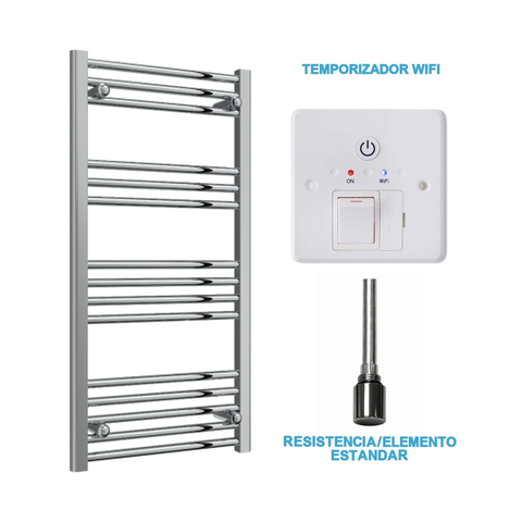 Scaldasalviette Elettrico Cromato 500mm di Larghezza · Precaricato