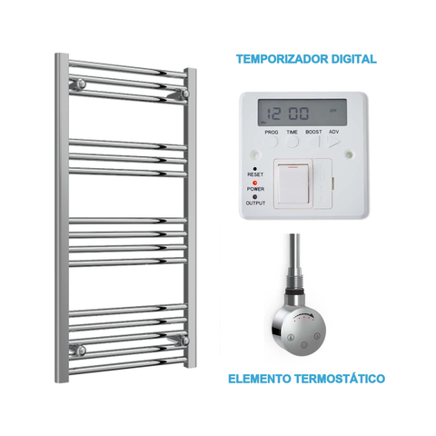 Scaldasalviette Elettrico Cromato 500mm di Larghezza · Precaricato