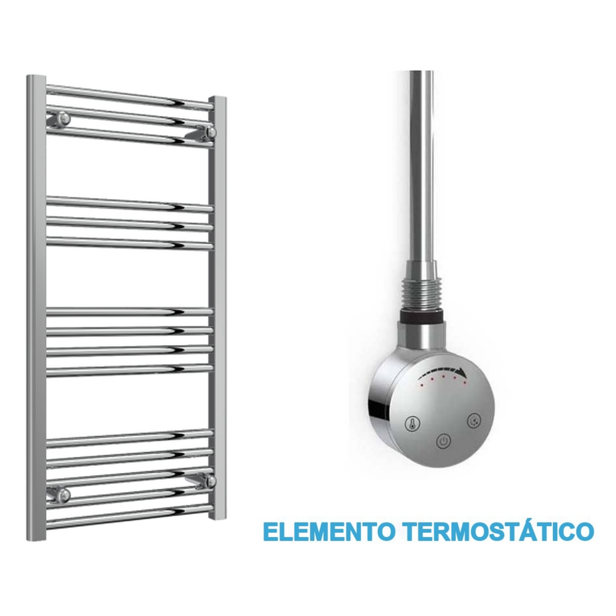 Scaldasalviette Elettrico Cromato 500mm di Larghezza · Precaricato
