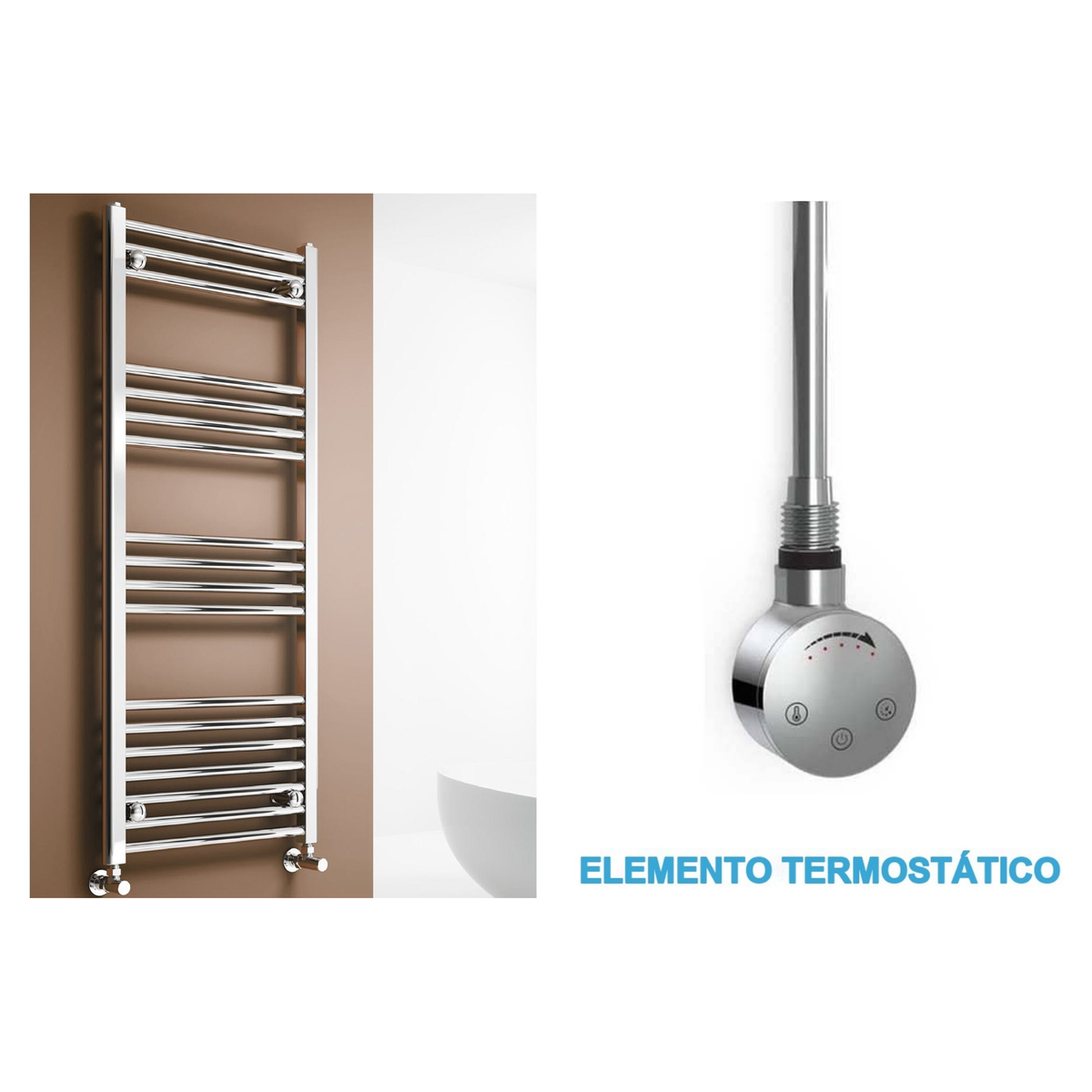 Scaldasalviette Elettrico Cromato 500mm di Larghezza · Precaricato