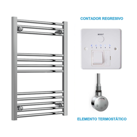 Scaldasalviette Elettrico Cromato 500mm di Larghezza · Precaricato