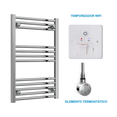 Scaldasalviette Elettrico Cromato 500mm di Larghezza · Precaricato