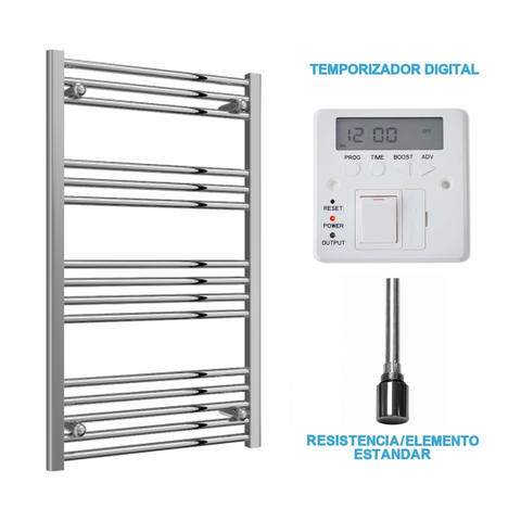 Scaldasalviette Elettrico Cromato 600mm di Larghezza · Precaricato