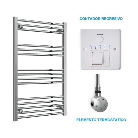 Scaldasalviette Elettrico Cromato 600mm di Larghezza · Precaricato
