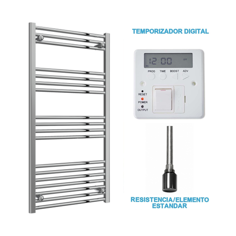 Scaldasalviette Elettrico Cromato 600mm di Larghezza · Precaricato