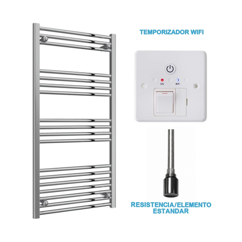Scaldasalviette Elettrico Cromato 600mm di Larghezza · Precaricato