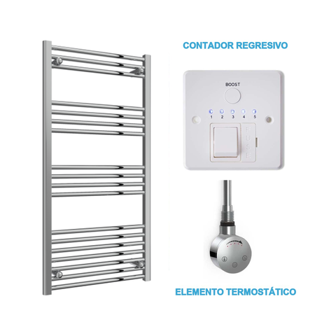 Scaldasalviette Elettrico Cromato 600mm di Larghezza · Precaricato