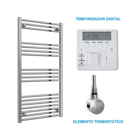 Scaldasalviette Elettrico Cromato 600mm di Larghezza · Precaricato
