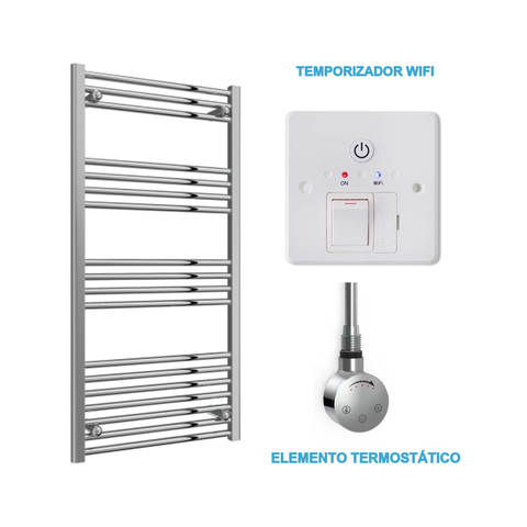 Scaldasalviette Elettrico Cromato 600mm di Larghezza · Precaricato