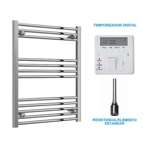 Scaldasalviette Elettrico Cromato 600mm di Larghezza · Precaricato