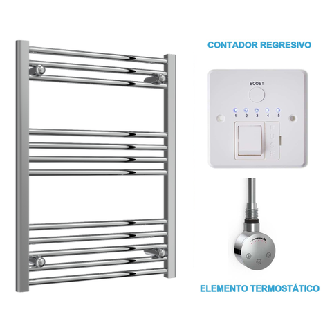 Scaldasalviette Elettrico Cromato 600mm di Larghezza · Precaricato