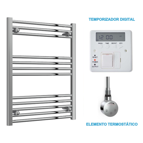 Scaldasalviette Elettrico Cromato 600mm di Larghezza · Precaricato