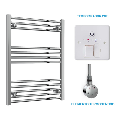 Scaldasalviette Elettrico Cromato 600mm di Larghezza · Precaricato