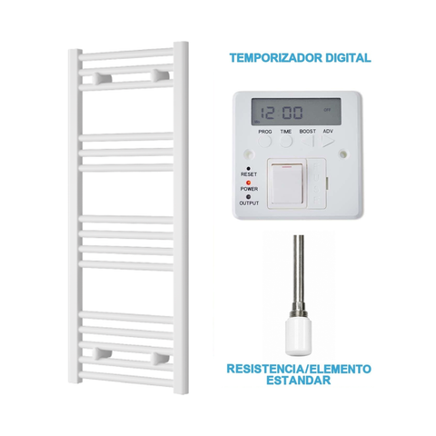 Scaldasalviette Elettrico Bianco 400mm di Larghezza · Precaricato