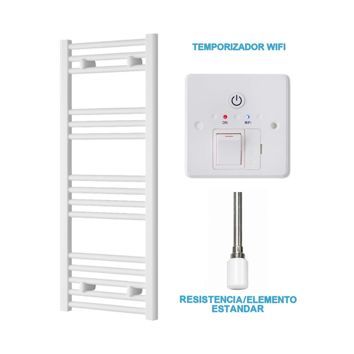 Scaldasalviette Elettrico Bianco 400mm di Larghezza · Precaricato