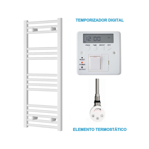 Scaldasalviette Elettrico Bianco 400mm di Larghezza · Precaricato