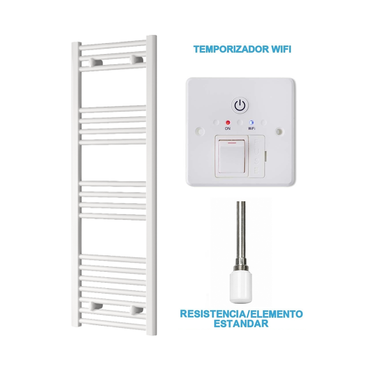 Scaldasalviette Elettrico Bianco 400mm di Larghezza · Precaricato