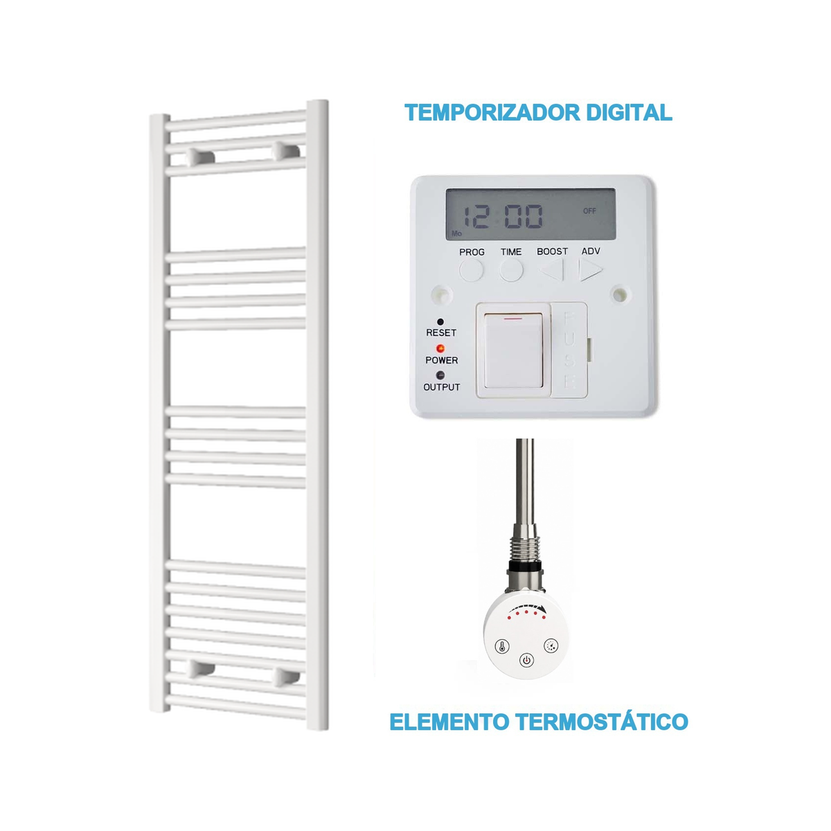 Scaldasalviette Elettrico Bianco 400mm di Larghezza · Precaricato