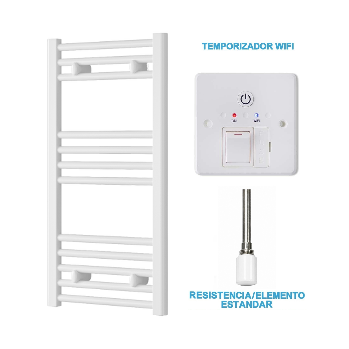 Scaldasalviette Elettrico Bianco 400mm di Larghezza · Precaricato