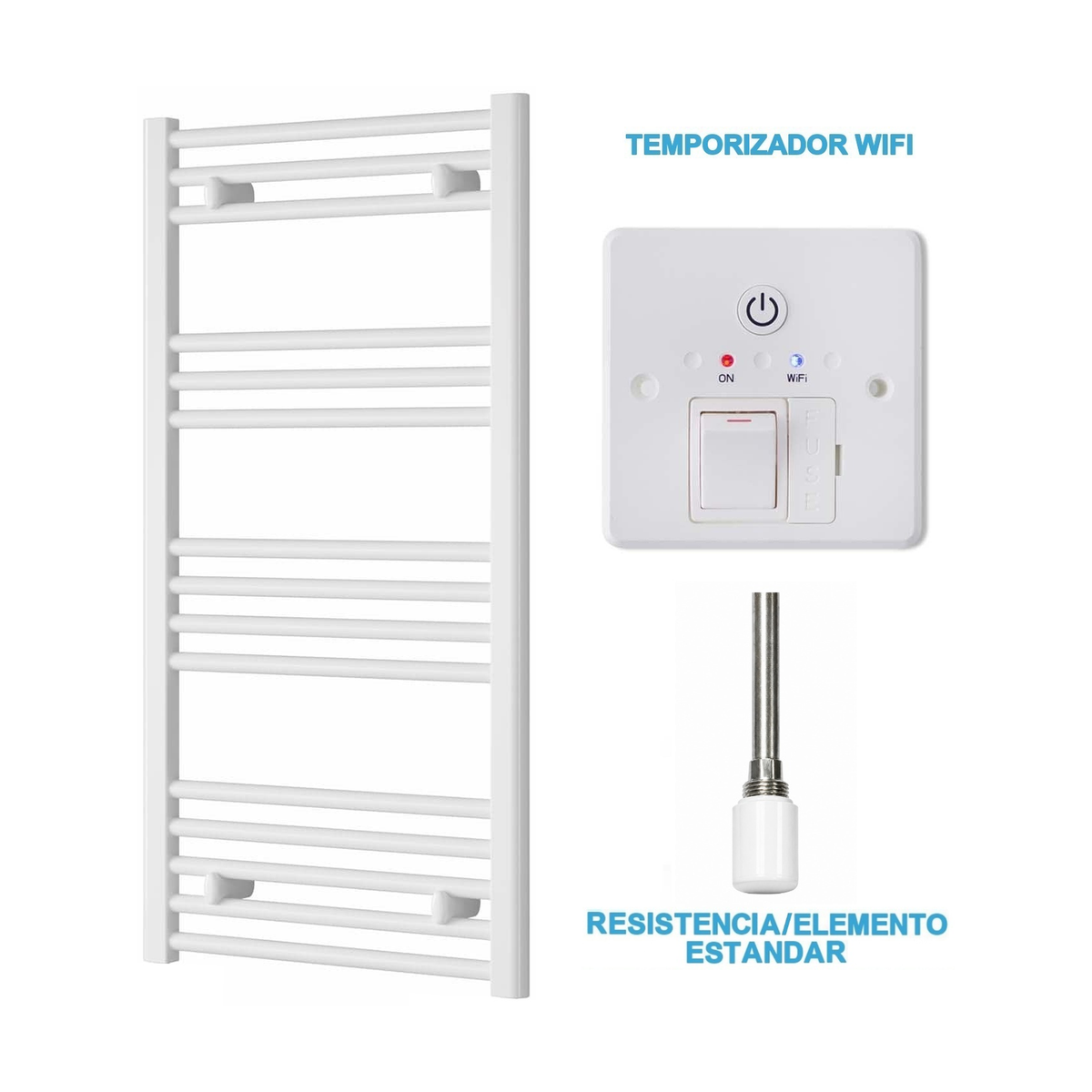 Scaldasalviette Elettrico Bianco 500mm di Larghezza · Precaricato