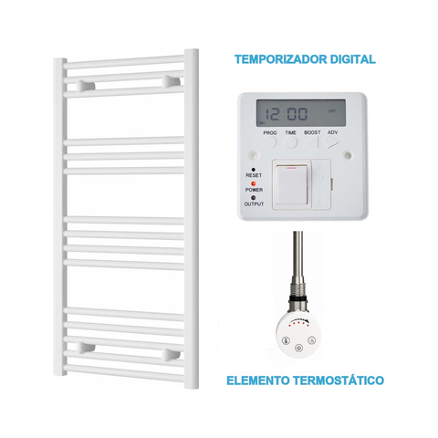 Scaldasalviette Elettrico Bianco 500mm di Larghezza · Precaricato