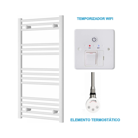 Scaldasalviette Elettrico Bianco 500mm di Larghezza · Precaricato