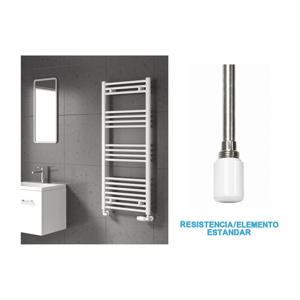 Scaldasalviette Elettrico Bianco 500mm di Larghezza · Precaricato