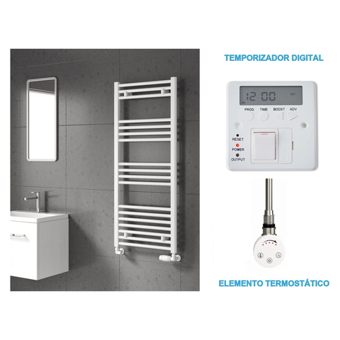 Scaldasalviette Elettrico Bianco 500mm di Larghezza · Precaricato