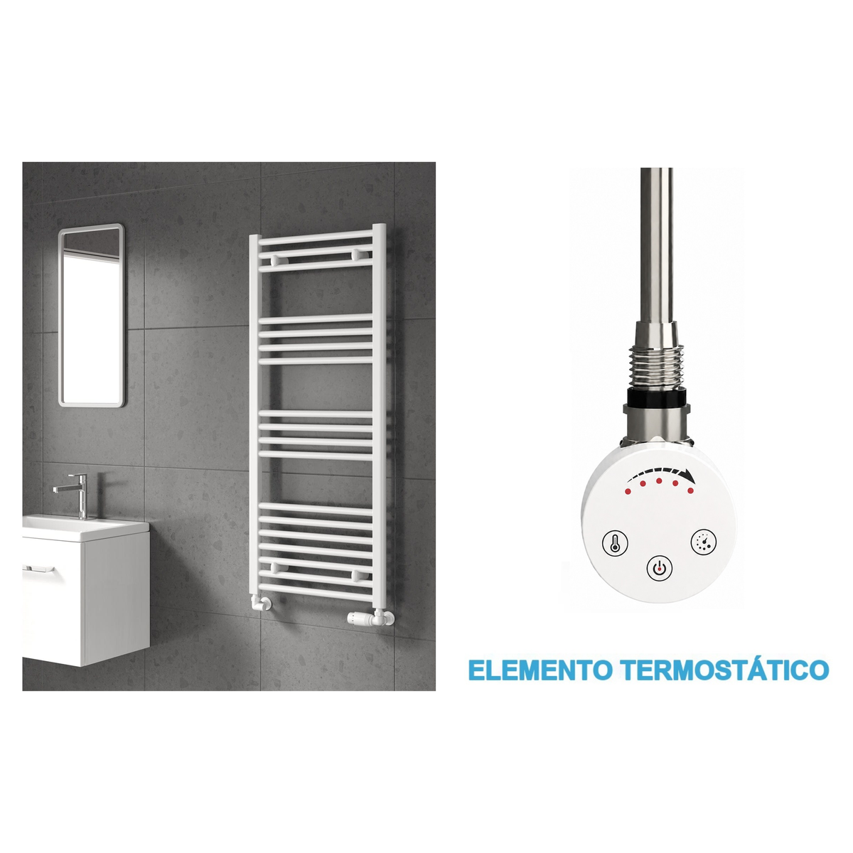 Scaldasalviette Elettrico Bianco 500mm di Larghezza · Precaricato