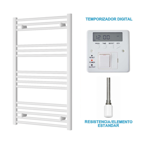Scaldasalviette Elettrico Bianco 600mm di Larghezza · Precaricato