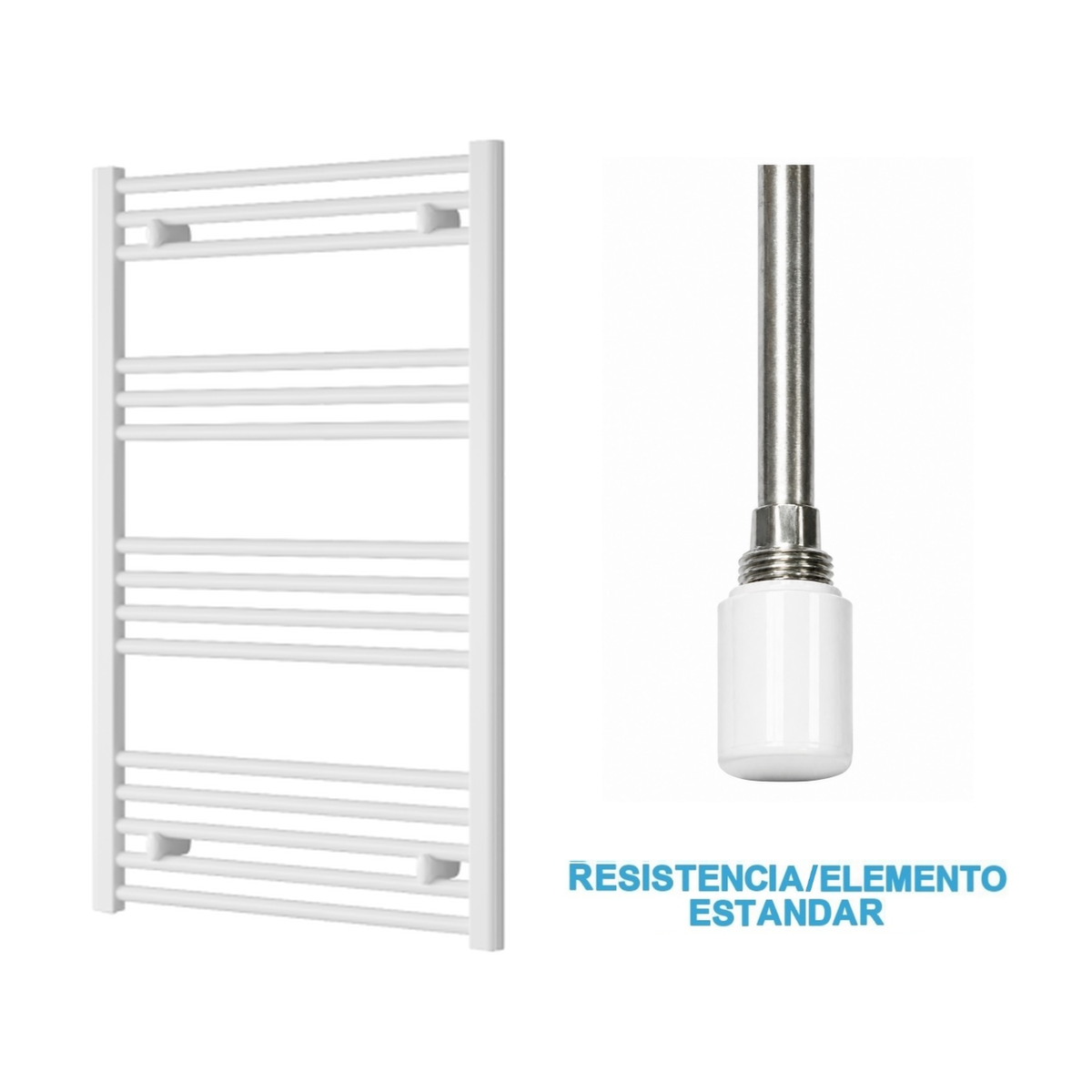 Scaldasalviette Elettrico Bianco 600mm di Larghezza · Precaricato