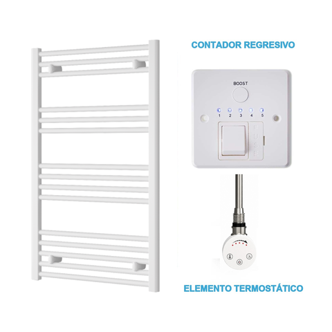 Scaldasalviette Elettrico Bianco 600mm di Larghezza · Precaricato