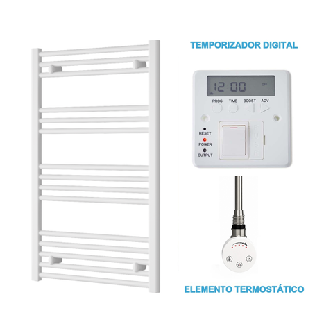 Scaldasalviette Elettrico Bianco 600mm di Larghezza · Precaricato