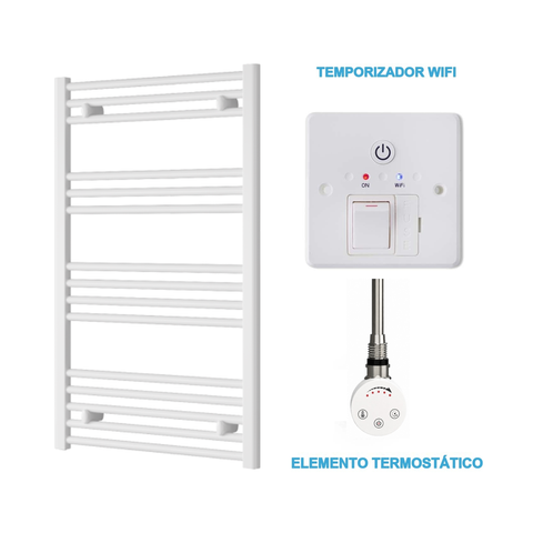Scaldasalviette Elettrico Bianco 600mm di Larghezza · Precaricato