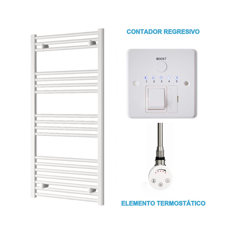 Scaldasalviette Elettrico Bianco 600mm di Larghezza · Precaricato