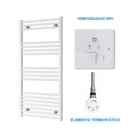 Scaldasalviette Elettrico Bianco 600mm di Larghezza · Precaricato