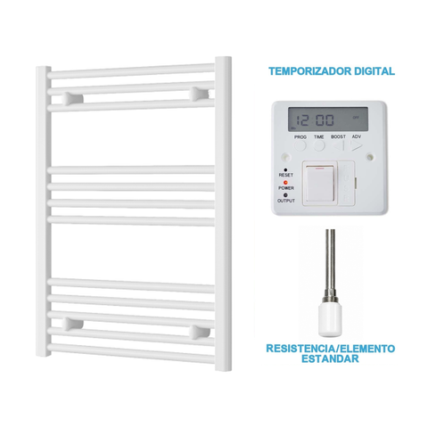 Scaldasalviette Elettrico Bianco 600mm di Larghezza · Precaricato
