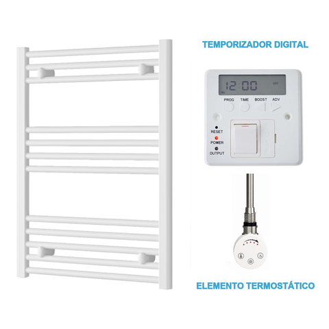 Scaldasalviette Elettrico Bianco 600mm di Larghezza · Precaricato
