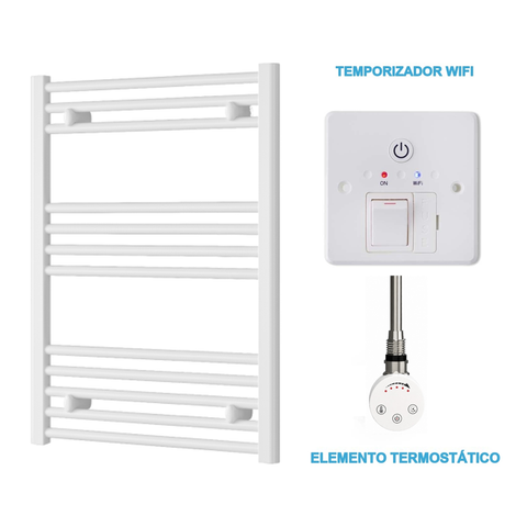 Scaldasalviette Elettrico Bianco 600mm di Larghezza · Precaricato