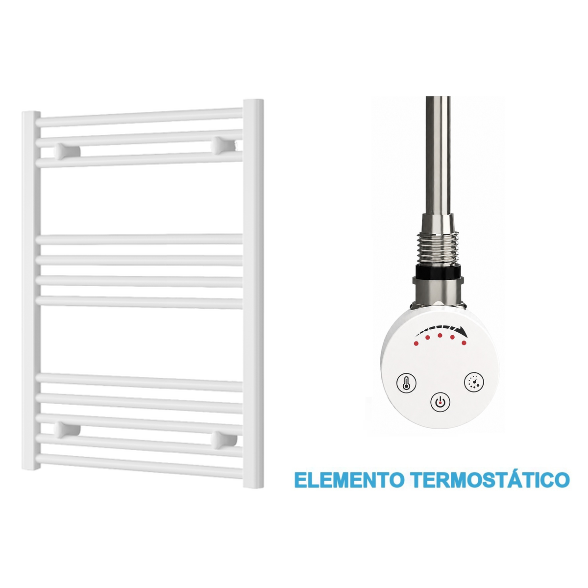 Scaldasalviette Elettrico Bianco 600mm di Larghezza · Precaricato
