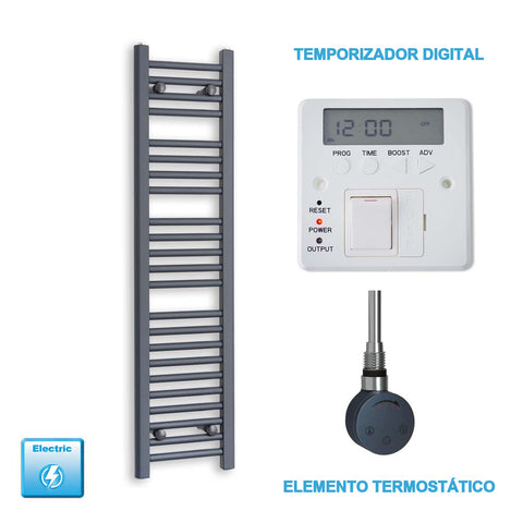 Scaldasalviette Elettrico Antracite 300mm di Larghezza · Precaricato