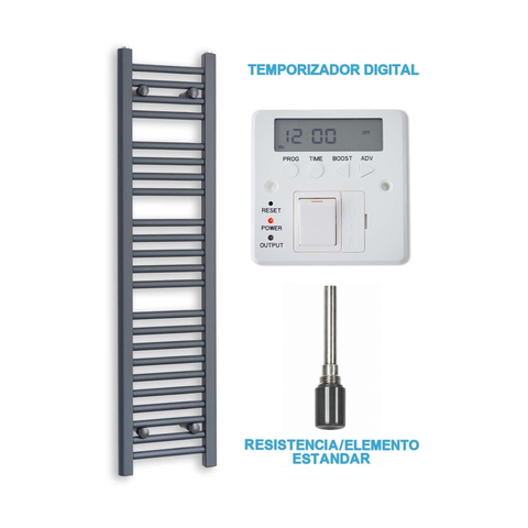Scaldasalviette Elettrico Antracite 300mm di Larghezza · Precaricato