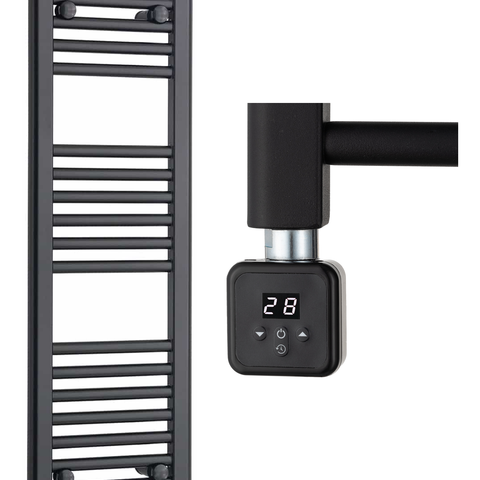 Scaldasalviette Elettrico Nero 300mm di Larghezza · Precaricato