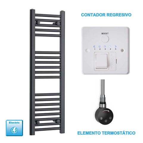 Scaldasalviette Elettrico Nero 300mm di Larghezza · Precaricato