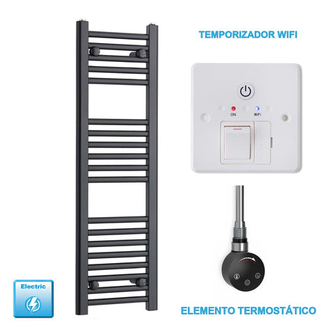 Scaldasalviette Elettrico Nero 300mm di Larghezza · Precaricato