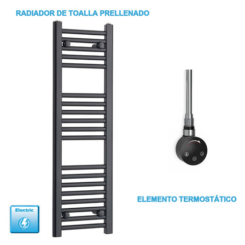 Scaldasalviette Elettrico Nero 300mm di Larghezza · Precaricato