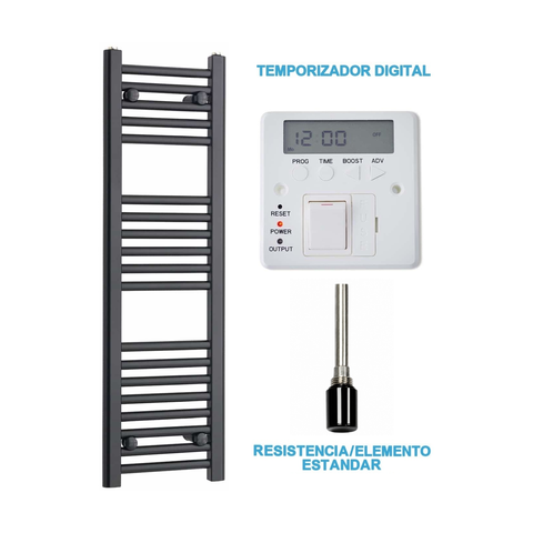 Scaldasalviette Elettrico Nero 300mm di Larghezza · Precaricato