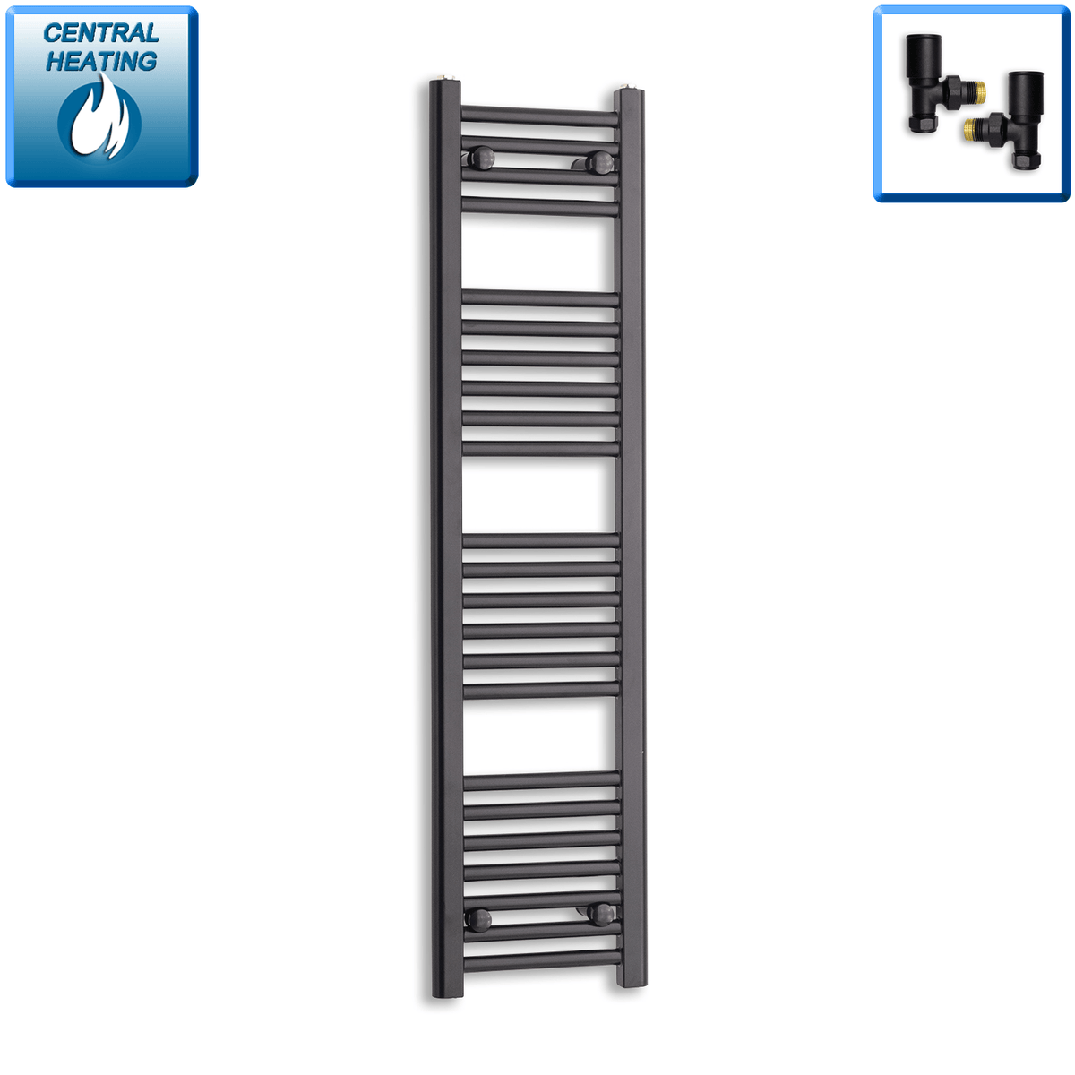 Scaldasalviette Nero 300mm di Larghezza · Riscaldamento Centralizzato