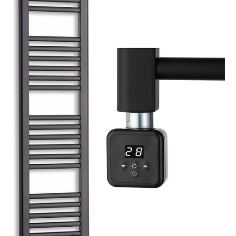 Scaldasalviette Elettrico Nero 300mm di Larghezza · Precaricato