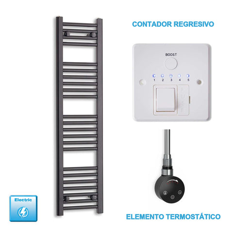 Scaldasalviette Elettrico Nero 300mm di Larghezza · Precaricato